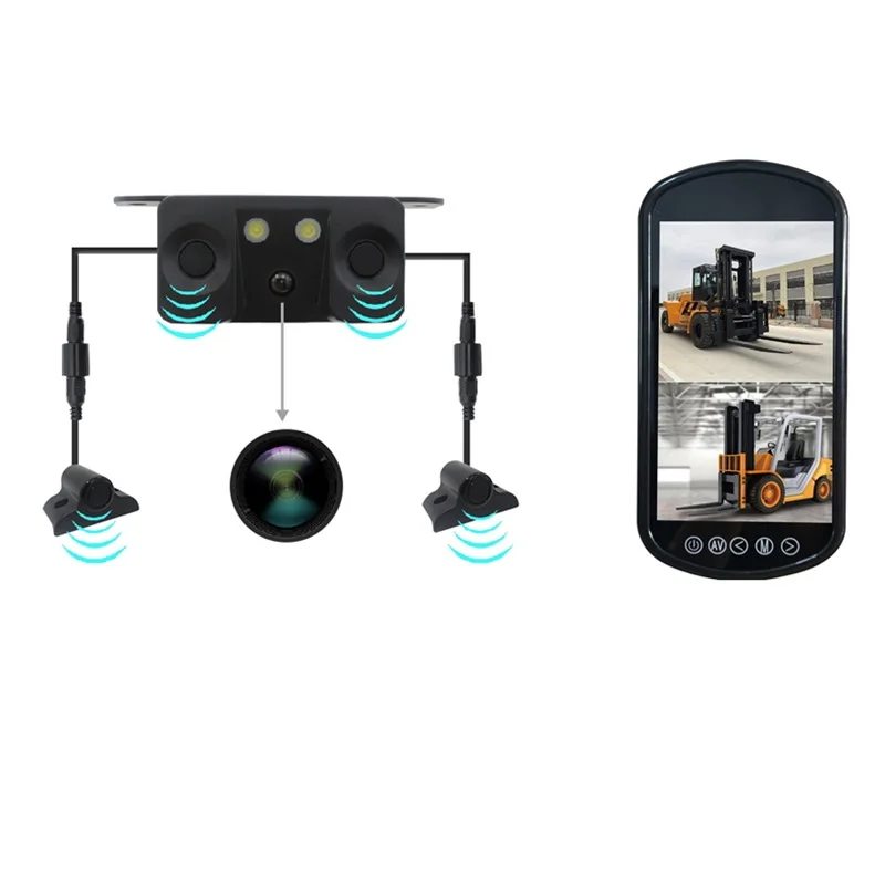 Factory Rear Camera With 2 Parking Sensor radar detector + 2ch Electronic Side Rearview Mirror Monitor used for BSD CCTV