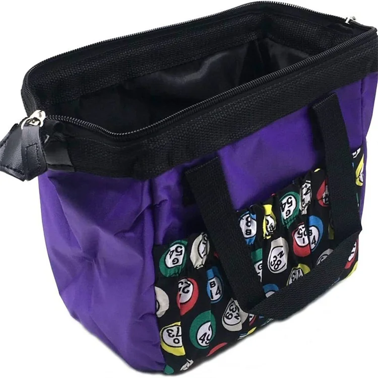 Factory Custom Print Wholesale Waterproof Oxford Fabric Bingo Tote Bag Bingo Dauber Bags with 6 Pockets