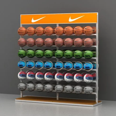 Store Double Sided Basketball Football Volleyball Hook Metal Display Stand Sports Ball Equipment Storage Rack