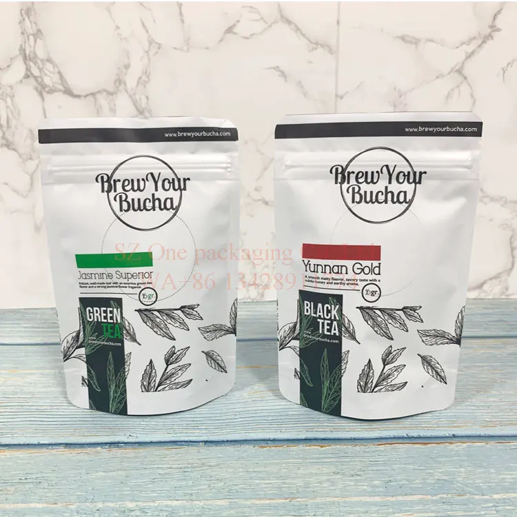 custom logo loose leaf green tea packing stand up pouch slim detox herbal tea packaging bags with zipper
