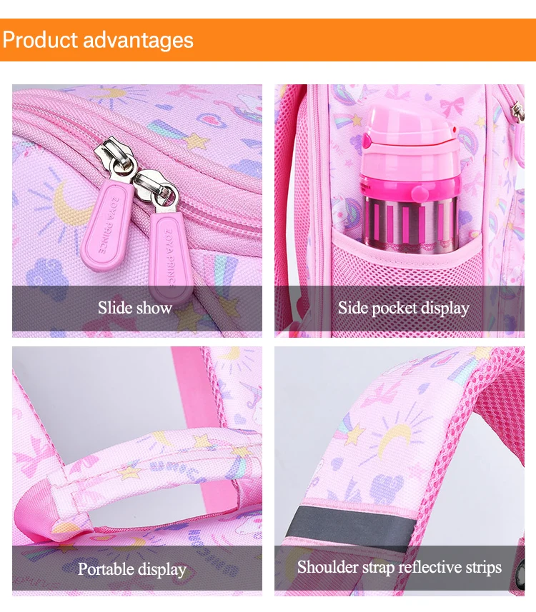 New kids Back to School Book Bags Foldable Cute rainbow unicorn cartoon for Primary Students