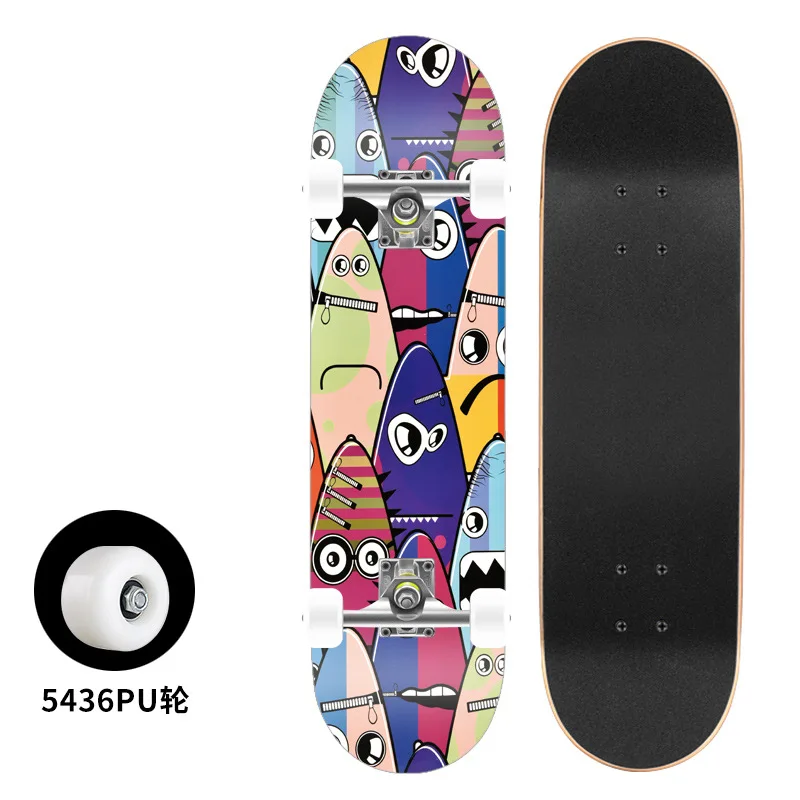 Anti Slip Tape Low MOQ Outdoor For Youngster Transparent Black Yellow Custom Skateboard Several Type PU Wheel  9-Ply Maple