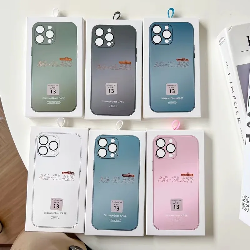 Оригинальный квадратный матовый чехол из закаленного стекла AG для iPhone 14 13 12 11 Pro Max, жесткий чехол-накладка для мобильного телефона