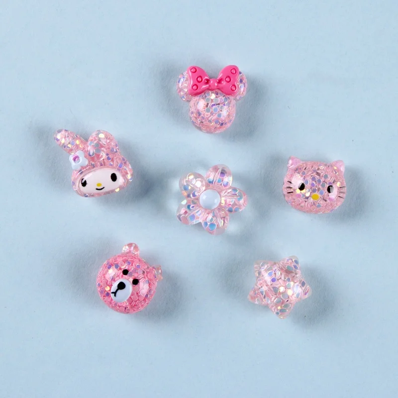 
Online Sales 3D Cute Cartoon Gift Pink Sequins Animal Resin Fridge Magnet For Kids 