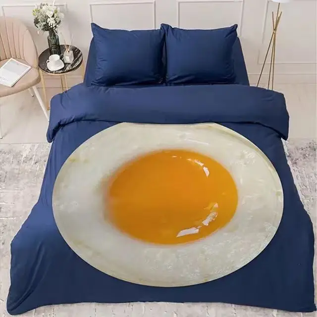 Irini Giant Fried Egg Blanket Realistic Funny Food Blanket 300GSM Giant Soft Egg Fun Cozy Round Blanket Gift for Adults and Kids