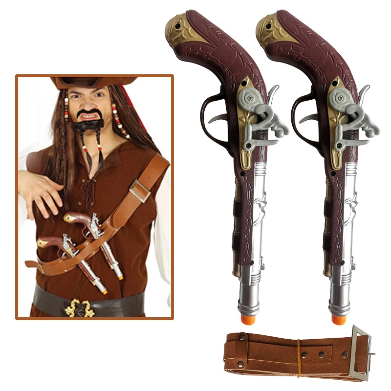 Halloween Party Supplies Dress Up adult pirate costume Props Play  toy Pirate Gun Set with strap cosplay