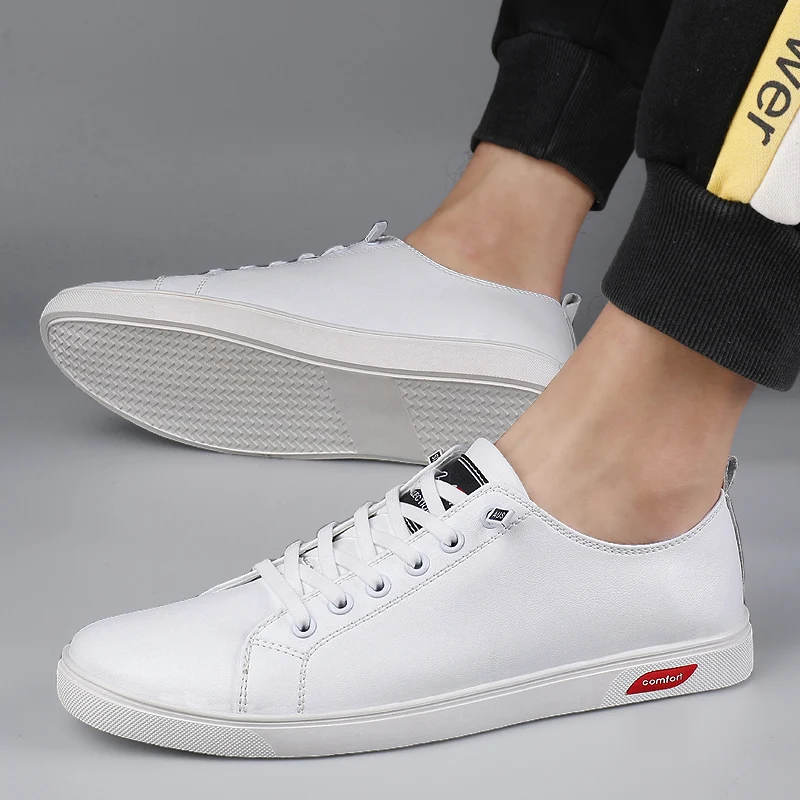 2024 New Arrivals Autumn Comfortable Lace-up White Casual Shoes Trend Cowhide Breathable Large Size Sneakers Men Shoes