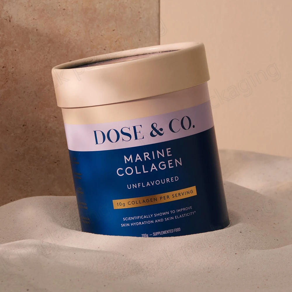 bio degradable empty supplement food package fruit  powder packing collagen powder container paper tube packaging