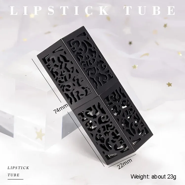 Factory Wholesale Price 3D Chinese Style Retro Hollow Lipstick Tube New Square Lip Balm Container Plastic Cosmetic Lip Beauty