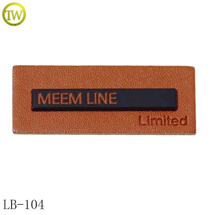 Custom rectangle shape leather label jacket metal round logos jeans leather patches/tags for clothes