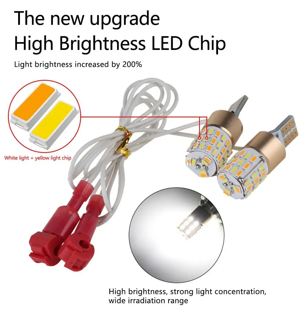 Новый мотоциклетный велосипед T10 3014 54 smd Led W5w двухцветный боковой свет Drl лампы сигнала поворота белый и желтый