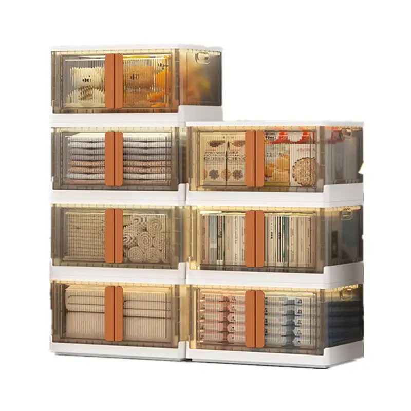 Household Items 32/72 L Collapsible Plastic Storage Bins Stackable Storage Boxes For Organizing Clothes Containers