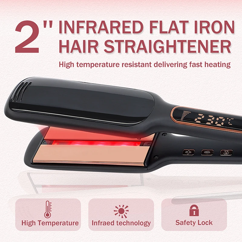 Custom Hair Styling Tools Infrared Portable Flat Irons Wide Plate High Quality Hair Iron Hair Straightener Professional