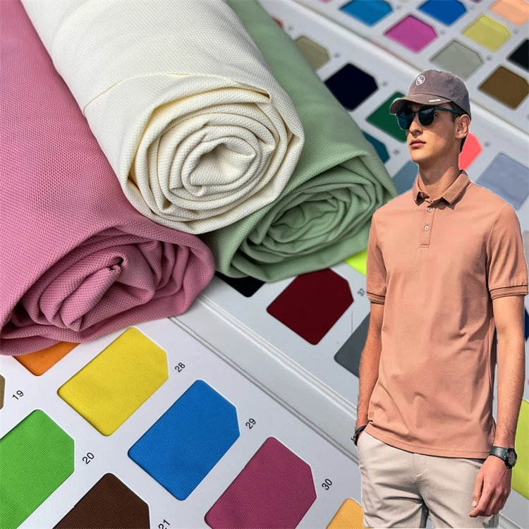 cool max 85 nylon 15 spandex  pique quick dry breathable knitted sports fabric for polo golf shirt gym