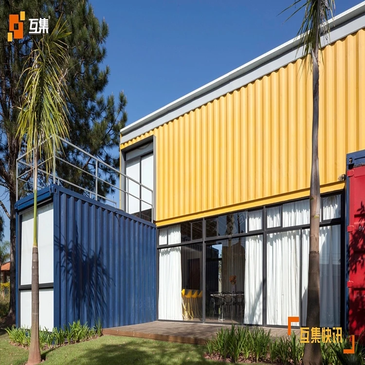 Cement Fiber Board 3 Bedroom Container Cottage House Prefabricated With  Metal Embossed Paint Door