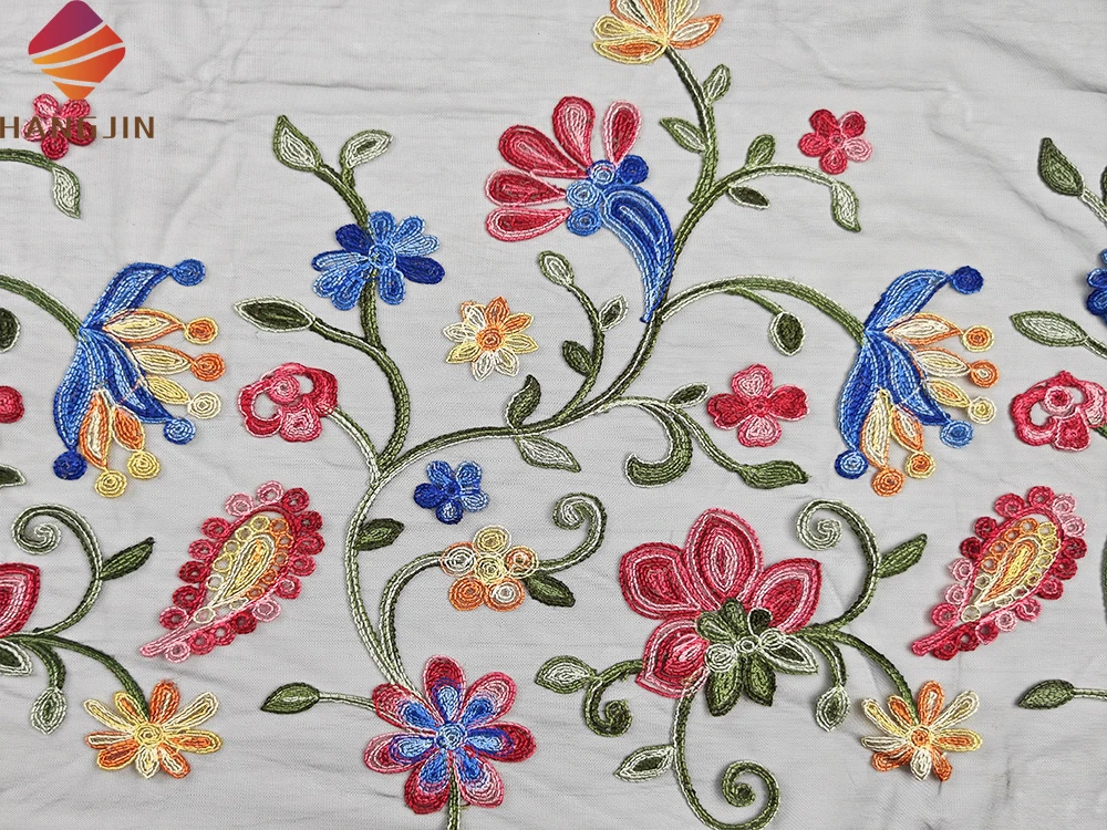 2023 Hot Sale 3D Flower Embroidered Net Lace Fabric French Guipure Embroidery Lace Fabric For DIY Dress