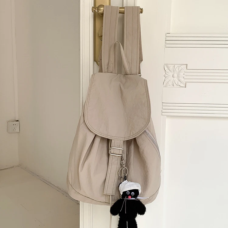 2024 New South Korea Large Capacity Light Nylon Backpack for Female College Students and Travel Simple yet Elegant Design