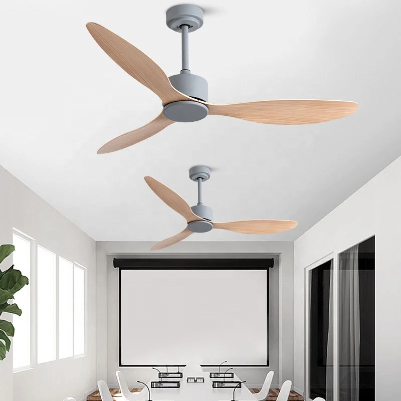 Pure Copper Motor Modern Smart 42 inch 52 inch Simple Modern Natural Wood Leaf Decoration Ceiling Fan