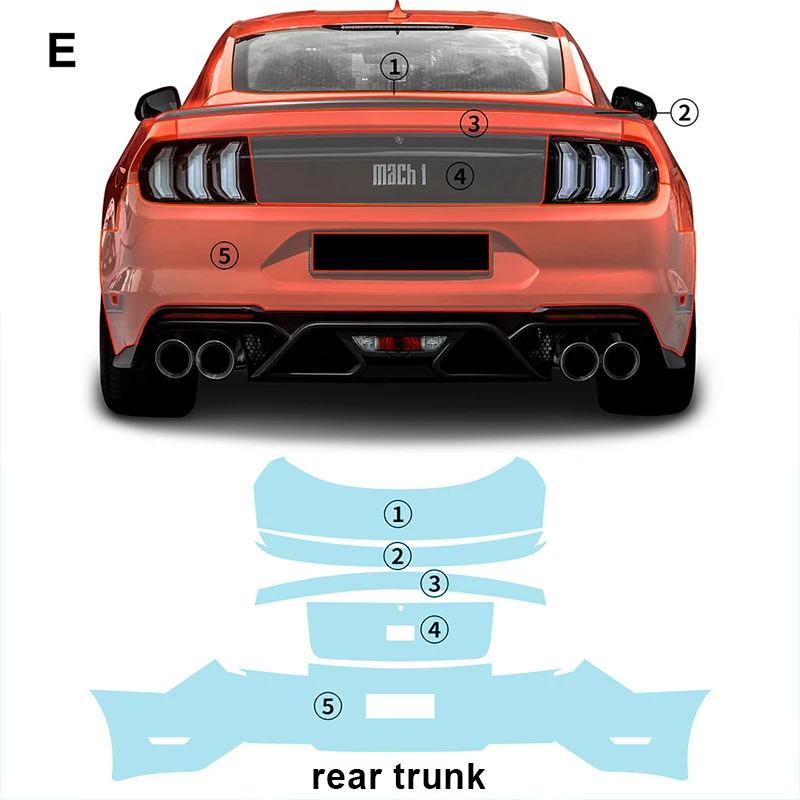 Для Ford Mustang Mach1 каждая часть пленки TPU PPF предварительно вырезанная Автомобильная Защита от царапин самовосстанавливающая прозрачная защитная пленка