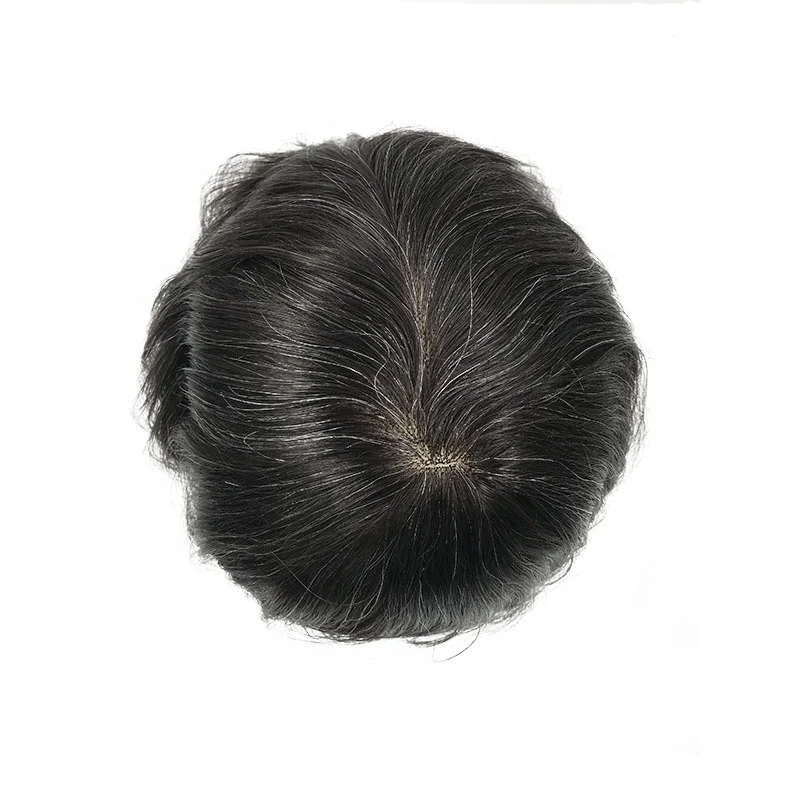 Q6 model soft human hair enhancement replacement look real hair grafted systems toupee with 15% gray hair