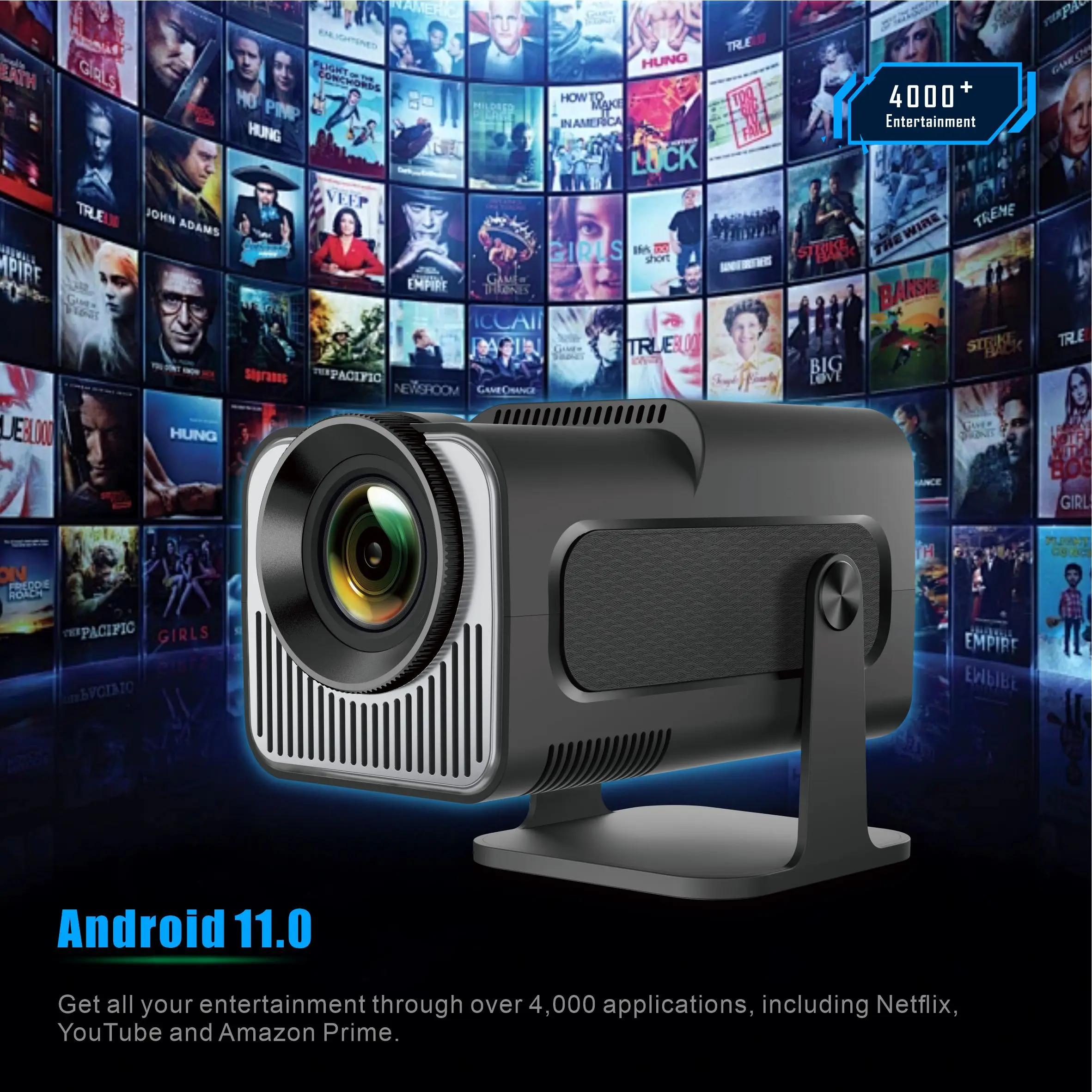 Мини-проектор Bokod Hy320 Wi-Fi 1080P Pro вращающийся на стену мини-проектор 4K Android