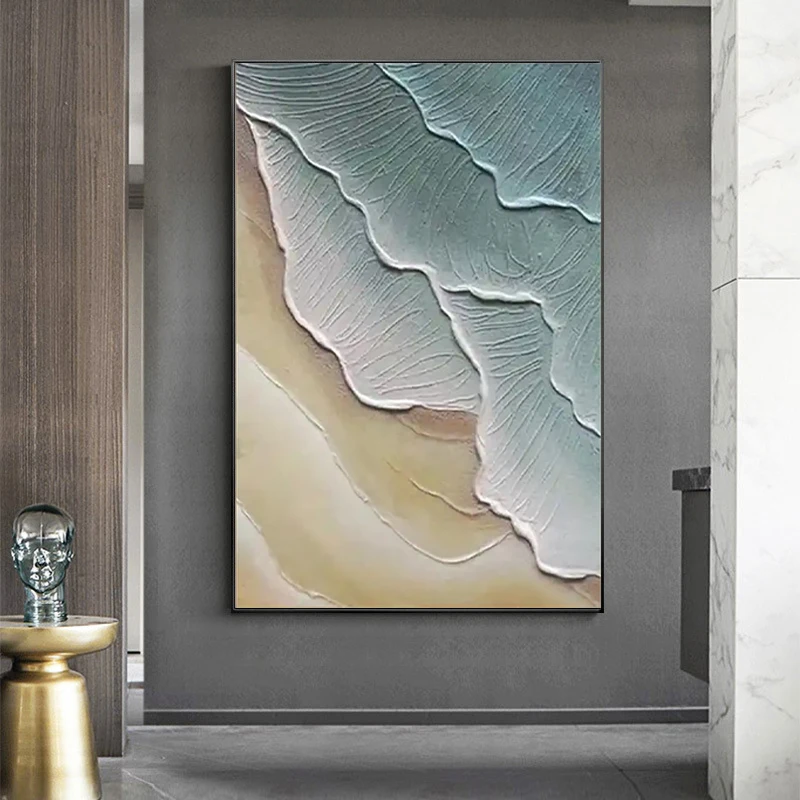 Pop Art Extra Large Home Decor Handpainted Canvas work Modern Ocean Relief Painting Abstract Wall