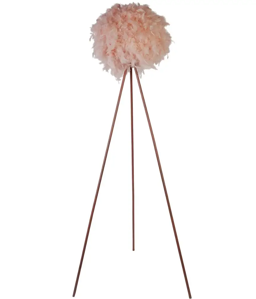 Custom Classic European Style Glass Indoor Lighting Iron Loft Pinky Feather Lamp Floor