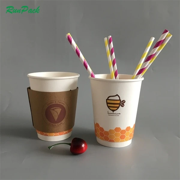 Hot Sale Tack Away Disposable Coffee Cups with Lid Wholesale Price Paper Cups Eco-Friendly 8oz 2oz