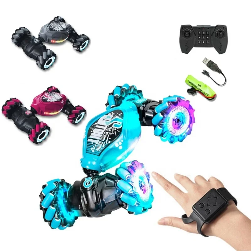 Kaili rc twist car kids 2.4G high speed drift gesture watch remote control vehicle toy double sided stunt rc cars with light