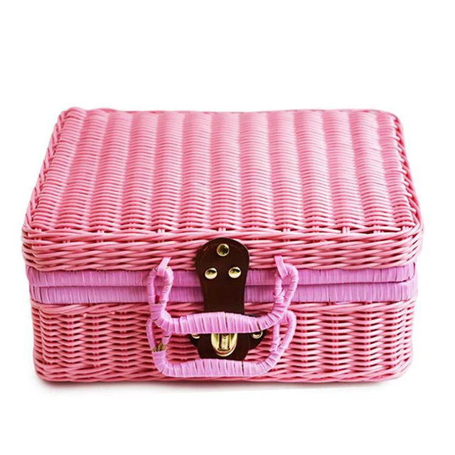 Renel Eco Friendly Woven Plastic PE Rattan Mini Kids Empty Weaving Picnic Basket