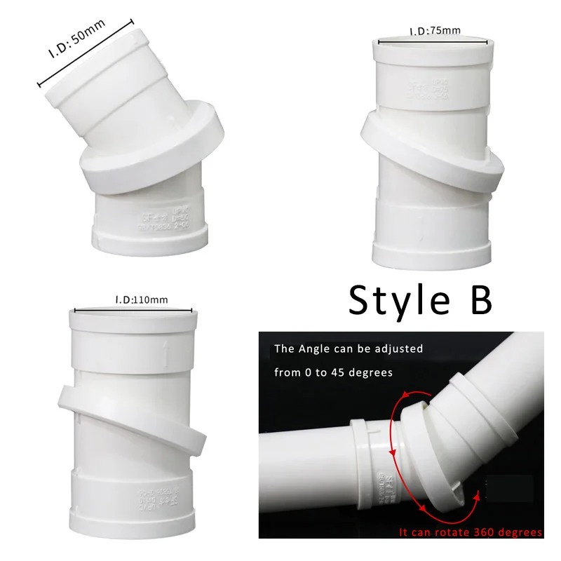 Factory wholesale UPVC PVC pipe fittings  double union Adjustable swivel joint elbow swivel universal joint for pipe Drain water