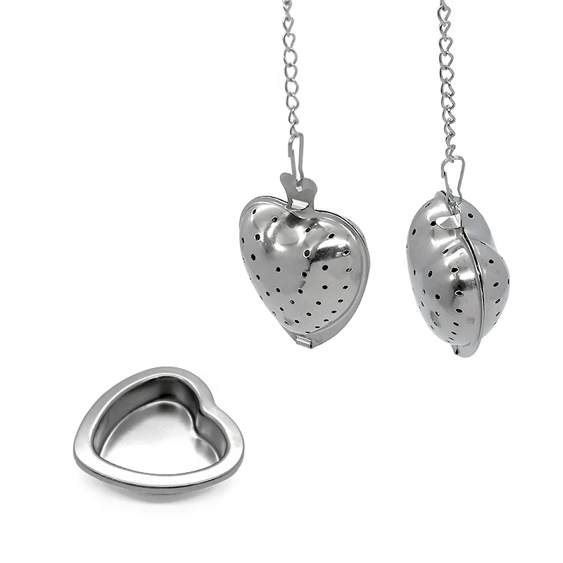 304 stainless steel heart shaped tea ball tea leaf infuser with  holder plate