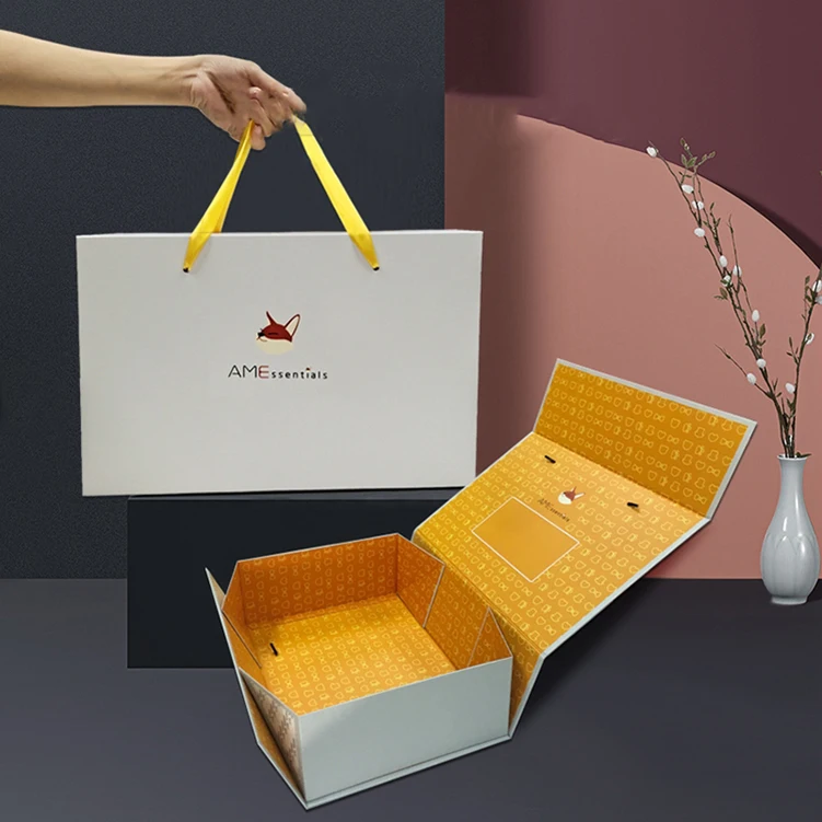 
luxury custom logo printing textured glossy magnetic packaging with handle gift boxes for clothes 
