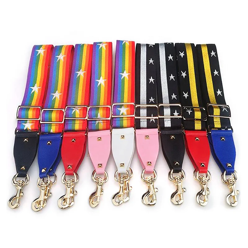 2021 Replacement Wide Glitter Star Handbag Strap 55 Colors Adjustable Webbing Bag Strap
