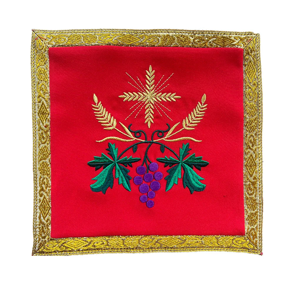 Red Chalice Pall Cross Wheat & Grapes with galloon