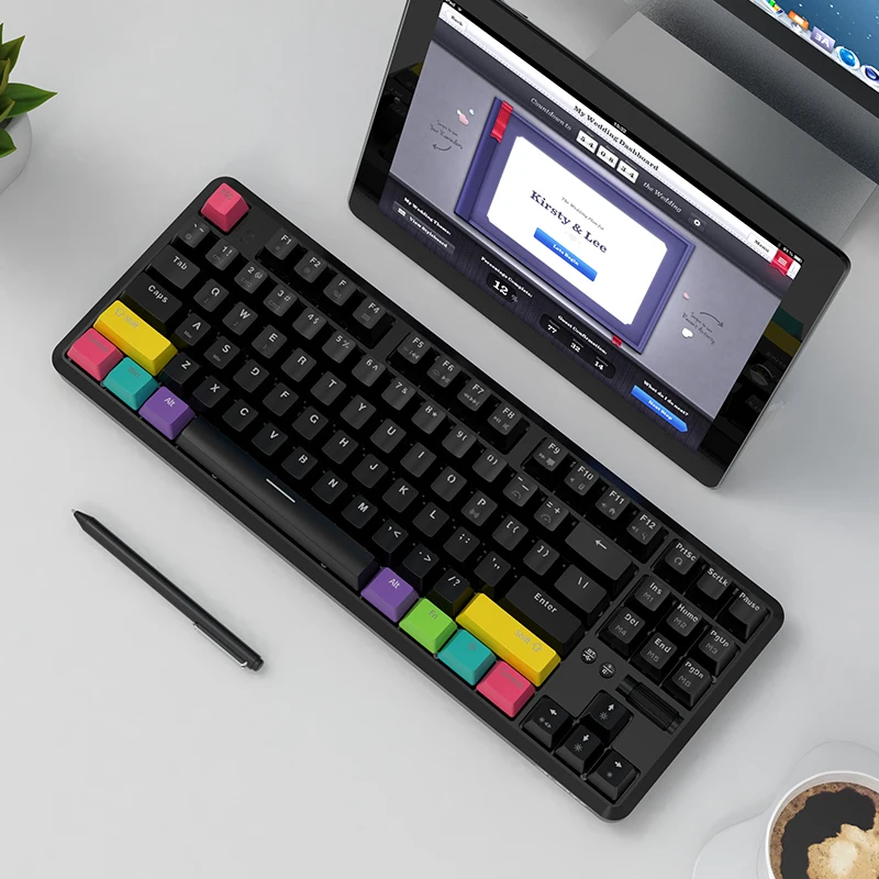 NACODEX K870T 87-key Black Blue Switch Hot-swappable Programmable mechanical keyboard BT 5.0 wired dual-mode RGB backlight