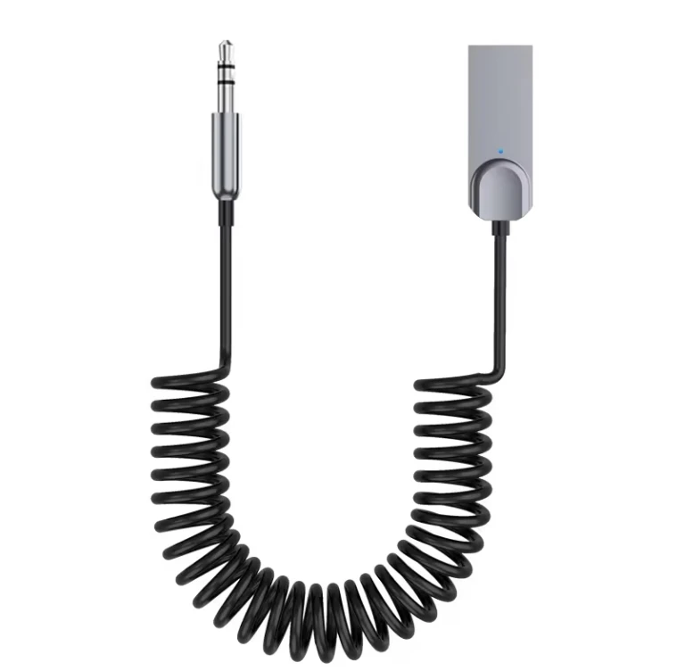 Grey Car 3.5mm Jack Metal USB Blue Adapter Aux Blue tooth 5.1 Version Auto Audio Music Receiver
