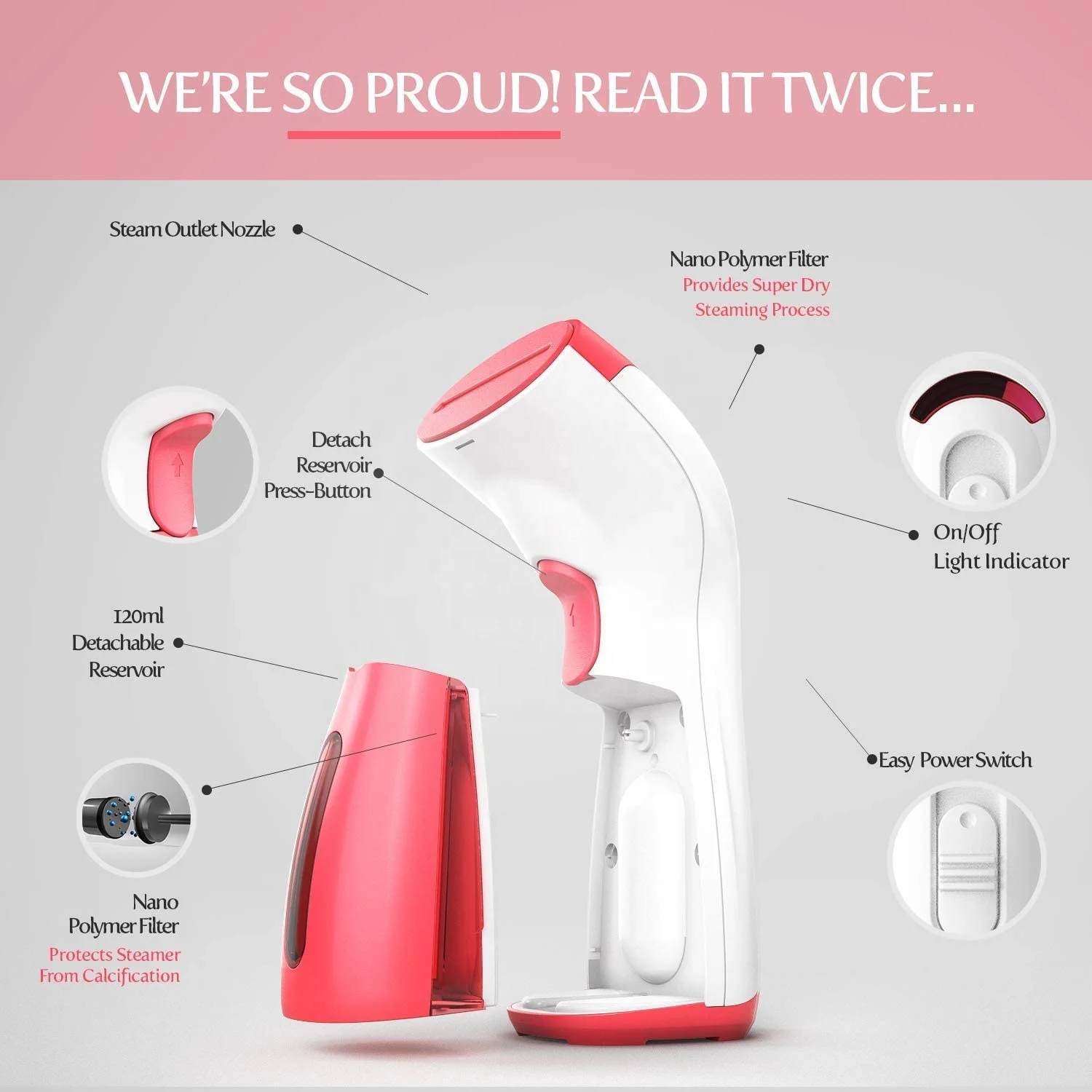 Handheld Steamer for Clothes Home Portable Travel Fabric Clothing Iron garment Steamer