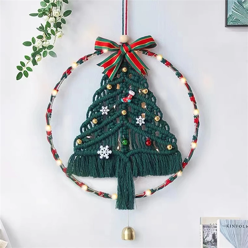 Wholesale DIY Macrame Christmas Macrame Kit for Beginners Christmas Tree Hanging Ornaments for Holiday Wall Hanging
