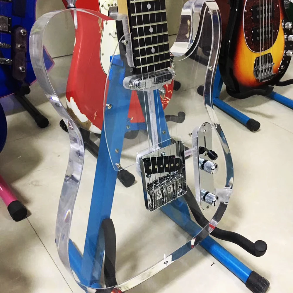 Custom OEM build transparent all kinds shape acrylic guitar with led light