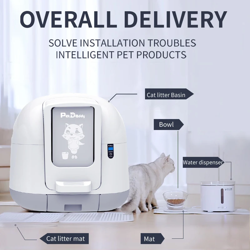 
amazon hot large enclosed automatic cat litter toilet furniture auto smart intelligent self cleaning cat litter box for cat 