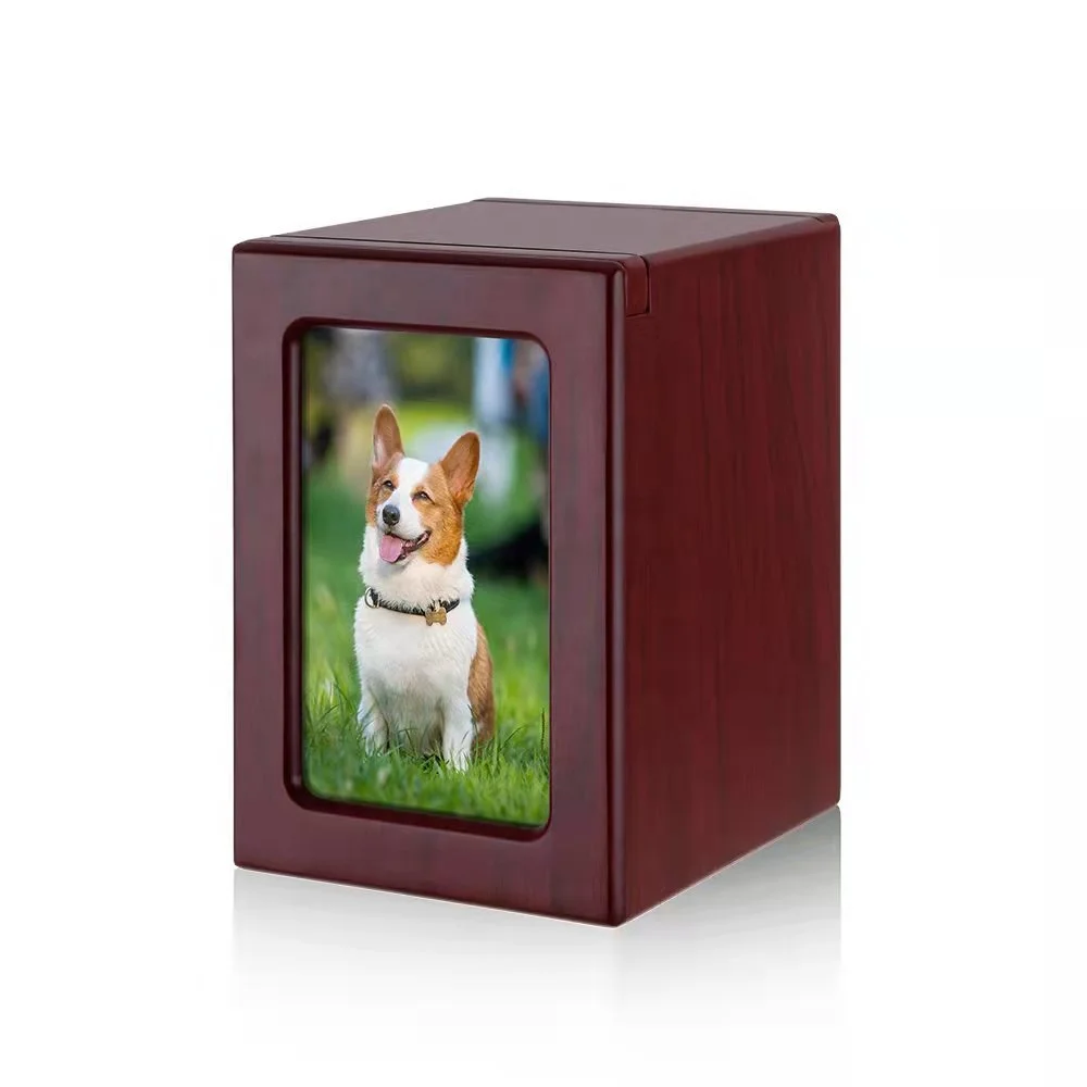 Commemorative pet urn wooden pull-out type photo capable Pet Cremation Funeral wooden box pet relic coffin