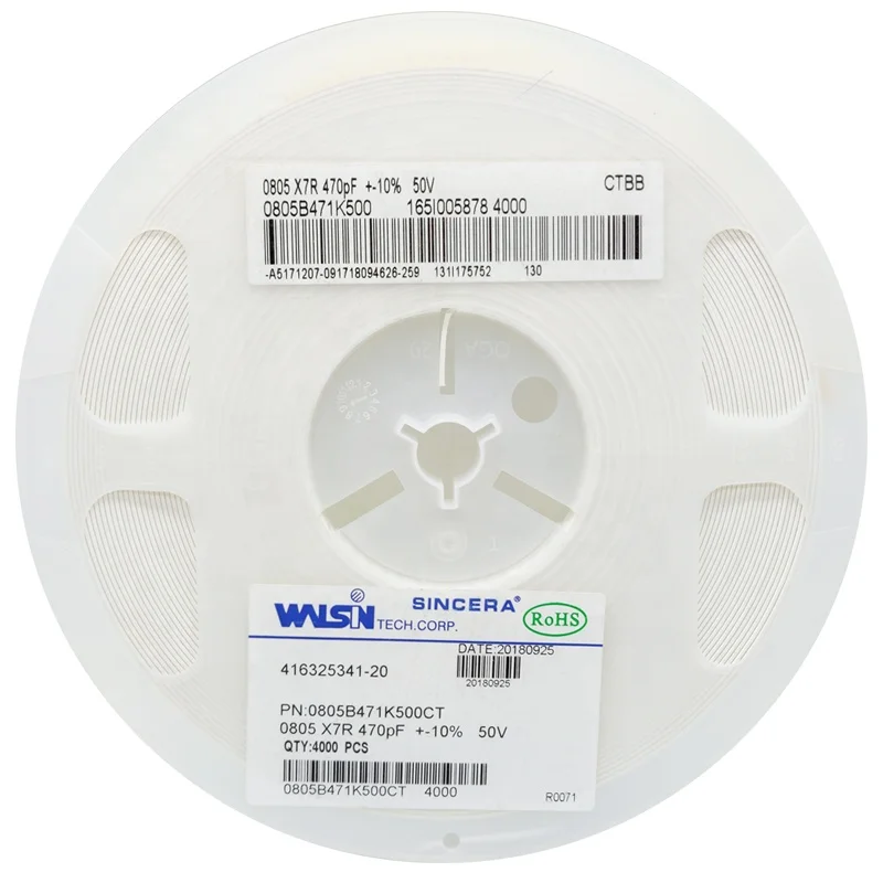 
Original Product MLCC Multilayer Chip 0805 470PF 10% 471k 50V SMD Ceramic Capacitor Chip capacitors 
