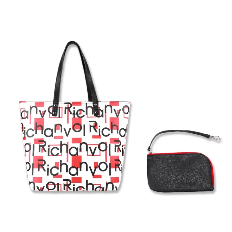 Wholesale factory White Alphabet Reversible Tote Bag for Women Leather Shoulder Bag Set Handbags Includes Large Capacity Shopping Bags Purses