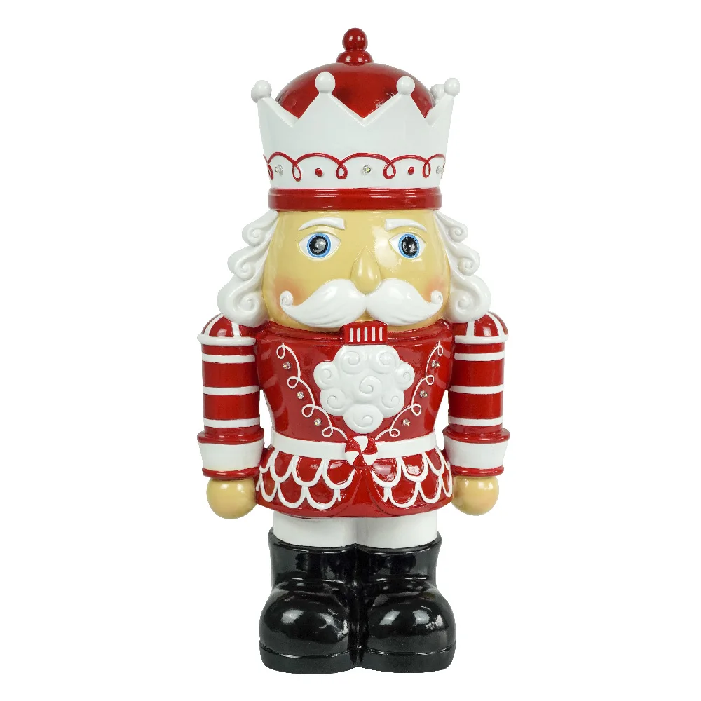 Wholesale Medium size Polyresin nutcracker decor with LED light Christmas Nutcracker Christmas Decoration