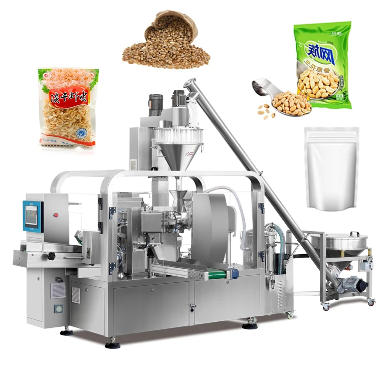 Automatic Rotary Premade Stand Up Zipper Spout Bag Doypack Flour Chili Spice Milk Cocoa Matcha Coffee Powder Packaging Machine
