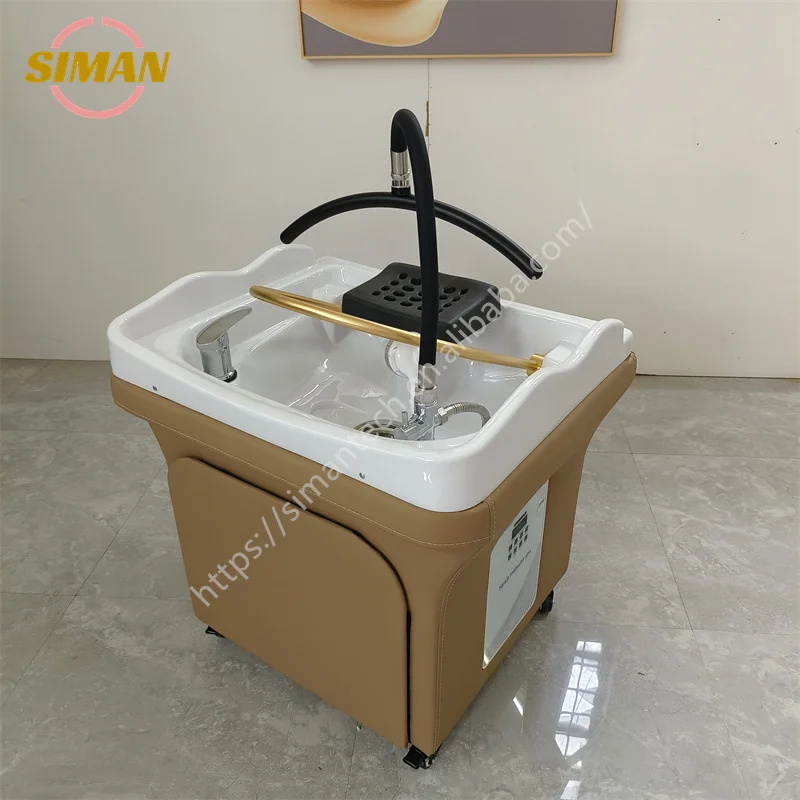 Siman Portable Shampoo Bowl Factory Wholesale Adjustable Shampoo Basin Pipes Connected Sink With Steamer and Steaming Hood