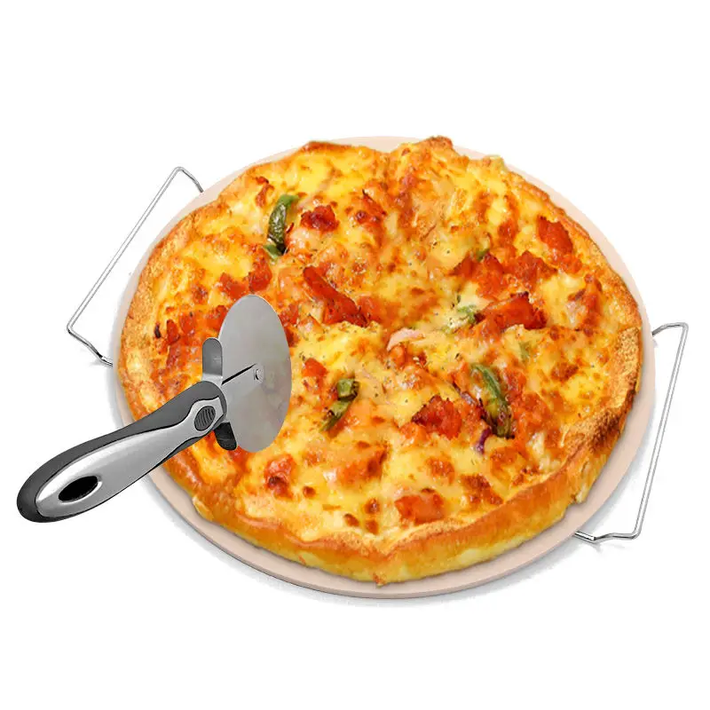 Heavy Duty Round Cordierite Baking Stone Thermal Shock Resistant Cooking Stone for Oven and Grill Pizza Stone Set