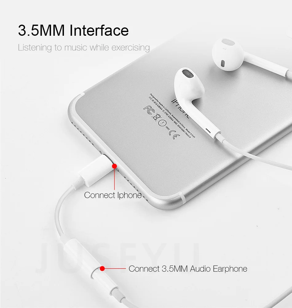 3.5mm Jack Headphone Adapter for Iphone IOS 10.3 for Lighting Plug Play Music Audio Earphone for IPhone Lightning Converter
