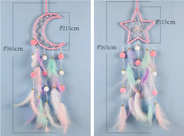 dream catcher feather pendant moon star cat animal shape with led light dreamcatcher for car and home decoration girl gift